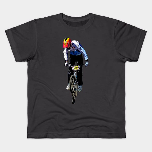 bmx Kids T-Shirt by rickylabellevie